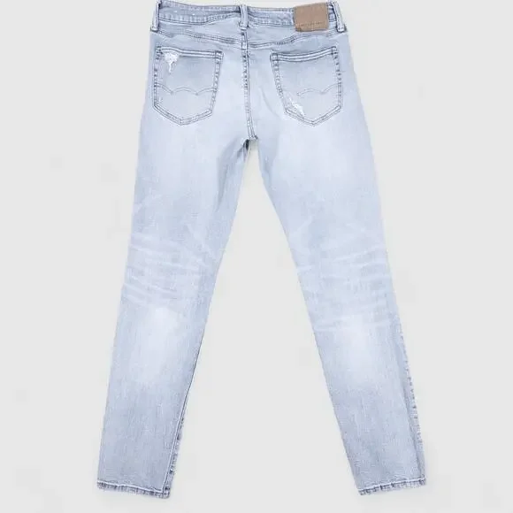 American Eagle Skinny Jeans Mens 32x34 Blue Light Wash Airflex Distressed Y2K - Picture 2 of 13